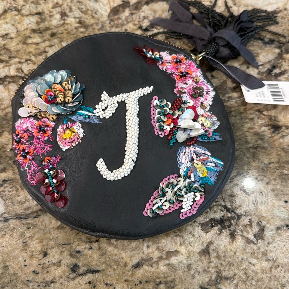 NWT ANNA HARLOW RUSSO X ANTHROPLOGIE monogram pouch